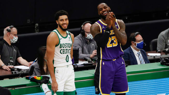 Jayson Tatum and LeBron James